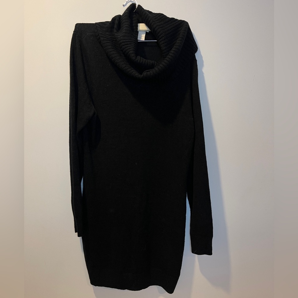 H&M Women Black Cowl Neck Sweater Dress - size L